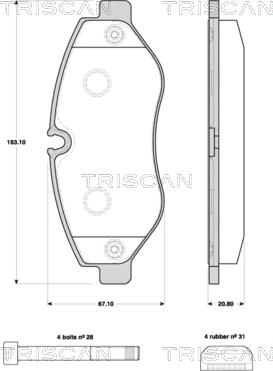 Triscan 8110 10557 - Brake Pad Set, disc brake autospares.lv