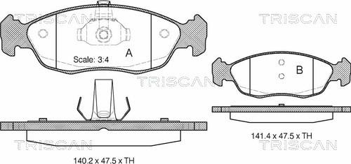 Triscan 8110 28007 - Brake Pad Set, disc brake autospares.lv