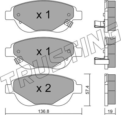 Trusting 964.1 - Brake Pad Set, disc brake autospares.lv