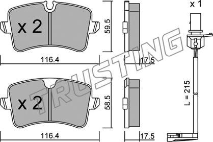 Trusting 971.0W - Brake Pad Set, disc brake autospares.lv