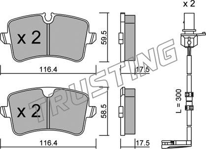 Trusting 971.1W - Brake Pad Set, disc brake autospares.lv