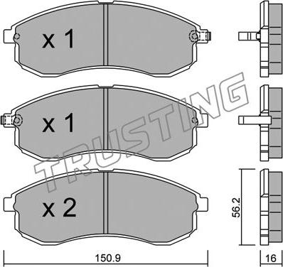 Trusting 498.0 - Brake Pad Set, disc brake autospares.lv