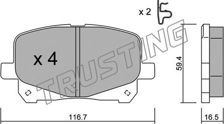 Trusting 459.0 - Brake Pad Set, disc brake autospares.lv