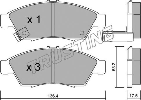 Trusting 453.0 - Brake Pad Set, disc brake autospares.lv