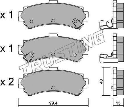 Trusting 418.0 - Brake Pad Set, disc brake autospares.lv