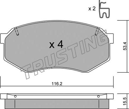 Trusting 487.0 - Brake Pad Set, disc brake autospares.lv