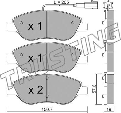 Trusting 593.0 - Brake Pad Set, disc brake autospares.lv