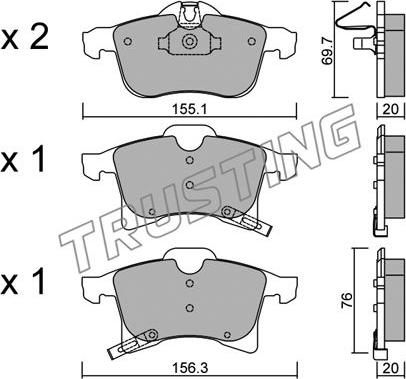 Trusting 555.0 - Brake Pad Set, disc brake autospares.lv