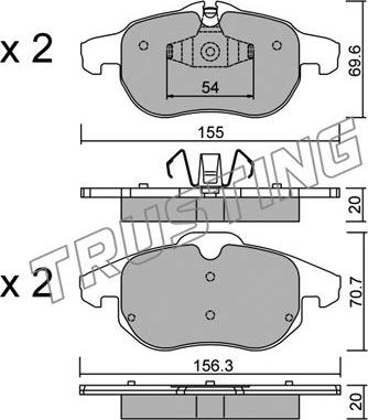 Trusting 556.4 - Brake Pad Set, disc brake autospares.lv