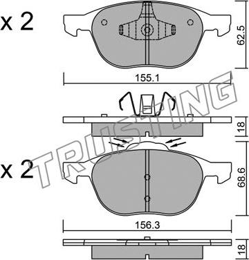 Trusting 550.1 - Brake Pad Set, disc brake autospares.lv