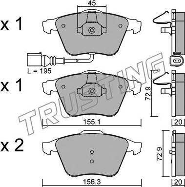 Trusting 565.4 - Brake Pad Set, disc brake autospares.lv