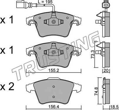 Trusting 568.0 - Brake Pad Set, disc brake autospares.lv