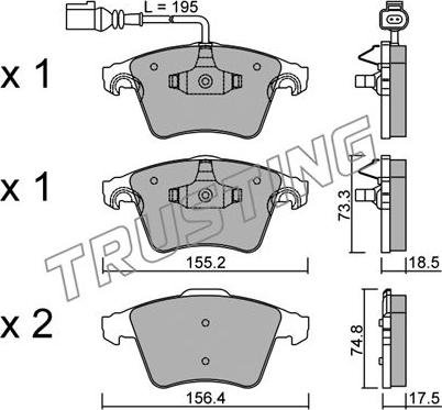 Trusting 568.1 - Brake Pad Set, disc brake autospares.lv