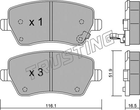 Trusting 501.1 - Brake Pad Set, disc brake autospares.lv