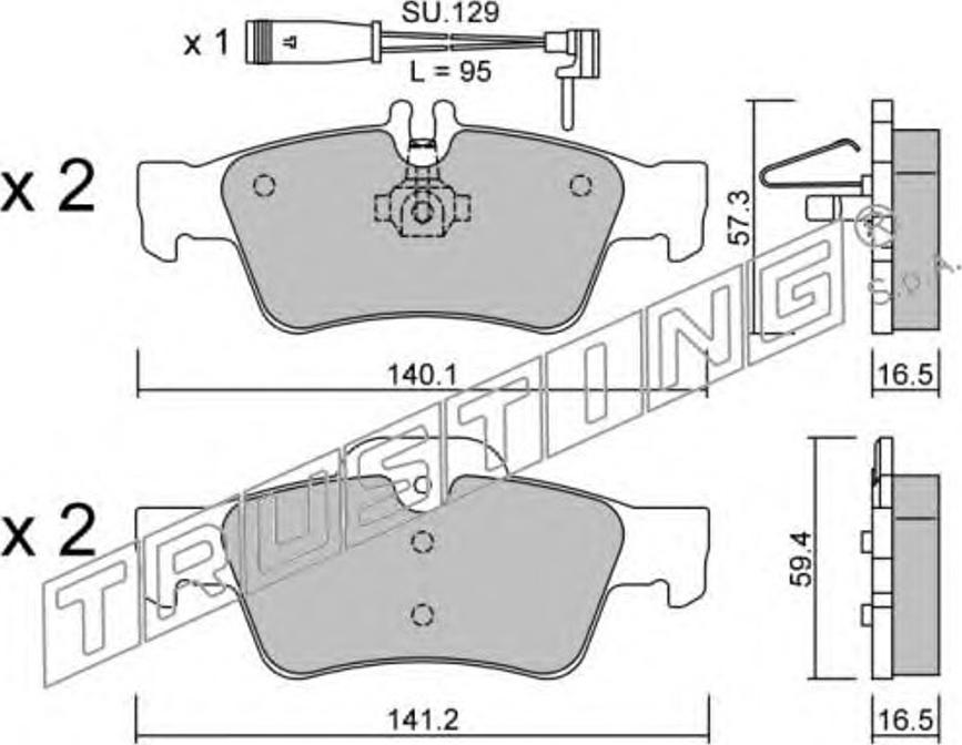 Trusting 5840W - Brake Pad Set, disc brake autospares.lv