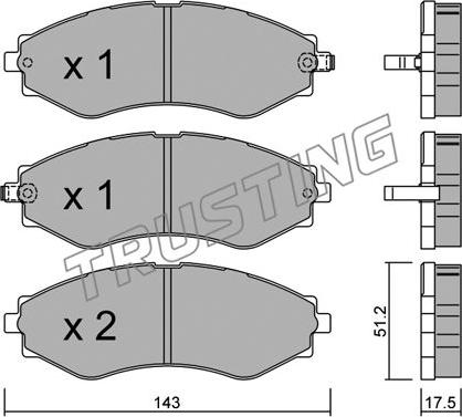 Trusting 525.0 - Brake Pad Set, disc brake autospares.lv