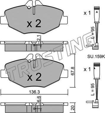 Trusting 578.0W - Brake Pad Set, disc brake autospares.lv