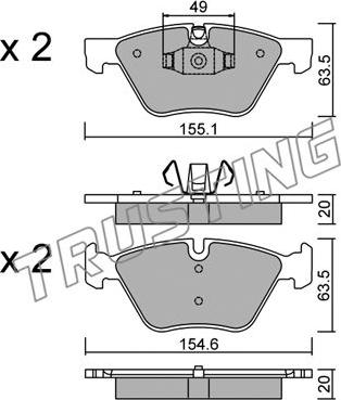 Trusting 573.5 - Brake Pad Set, disc brake autospares.lv