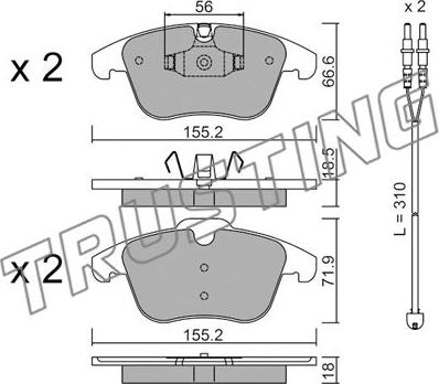 Trusting 691.5W - Brake Pad Set, disc brake autospares.lv