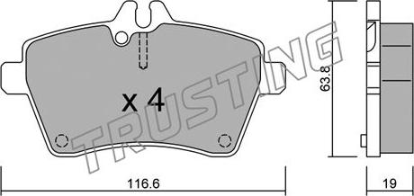 Trusting 662.0 - Brake Pad Set, disc brake autospares.lv