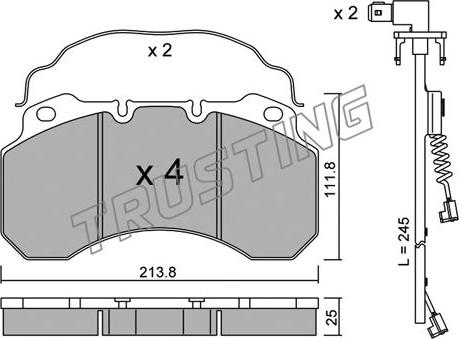 Trusting 604.0W - Brake Pad Set, disc brake autospares.lv