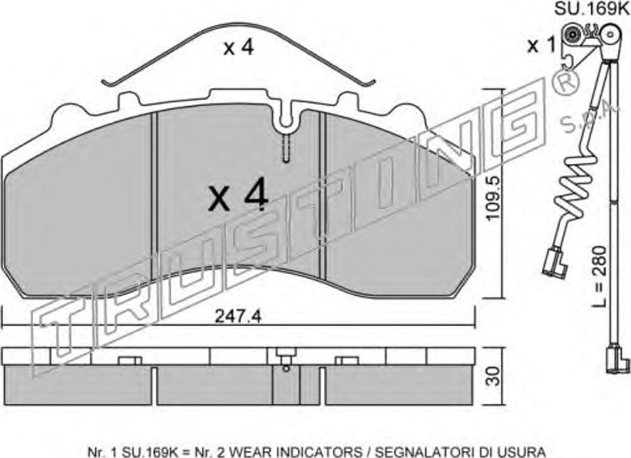 Trusting 601.0W - Brake Pad Set, disc brake autospares.lv