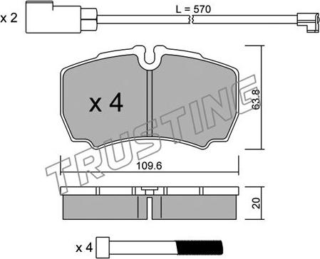 Trusting 620.2W - Brake Pad Set, disc brake autospares.lv