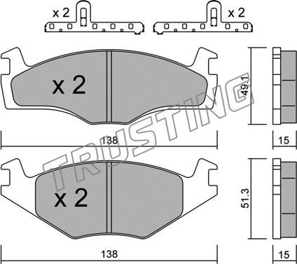 Trusting 047.0K - Brake Pad Set, disc brake autospares.lv