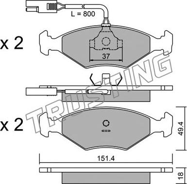 Trusting 059.0 - Brake Pad Set, disc brake autospares.lv
