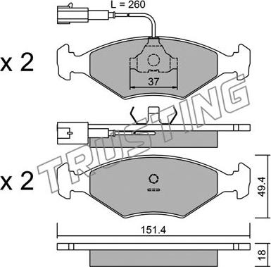 Trusting 059.1 - Brake Pad Set, disc brake autospares.lv