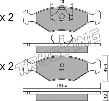 Trusting 059.3 - Brake Pad Set, disc brake autospares.lv