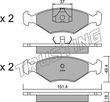 Trusting 059.2 - Brake Pad Set, disc brake autospares.lv