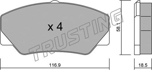 Trusting 058.0 - Brake Pad Set, disc brake autospares.lv