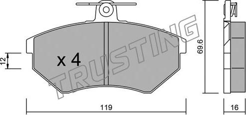 Trusting 052.0 - Brake Pad Set, disc brake autospares.lv