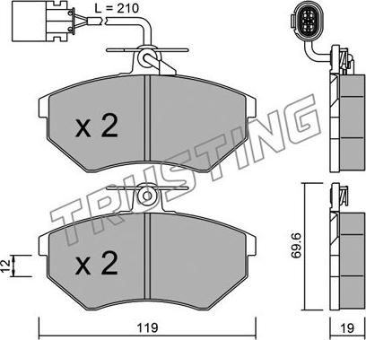 Trusting 052.1 - Brake Pad Set, disc brake autospares.lv