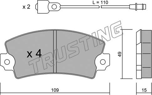 Trusting 005.4 - Brake Pad Set, disc brake autospares.lv