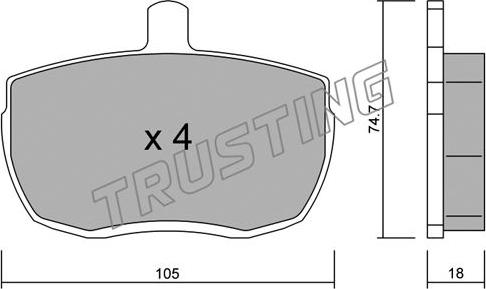 Trusting 018.0 - Brake Pad Set, disc brake autospares.lv