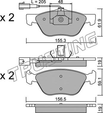 Trusting 085.0 - Brake Pad Set, disc brake autospares.lv