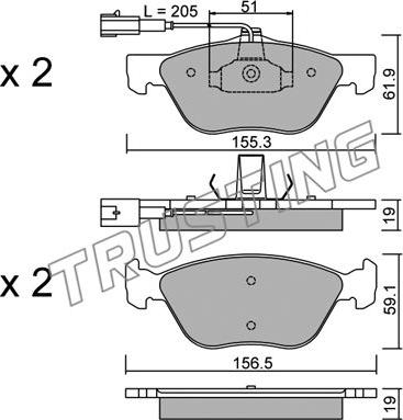 Trusting 085.1 - Brake Pad Set, disc brake autospares.lv