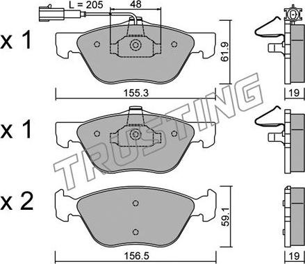 Trusting 085.2 - Brake Pad Set, disc brake autospares.lv