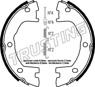 Trusting 034.120K - Brake Shoe Set, parking brake autospares.lv