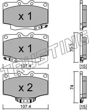 Trusting 155.0 - Brake Pad Set, disc brake autospares.lv