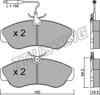 Trusting 158.0 - Brake Pad Set, disc brake autospares.lv