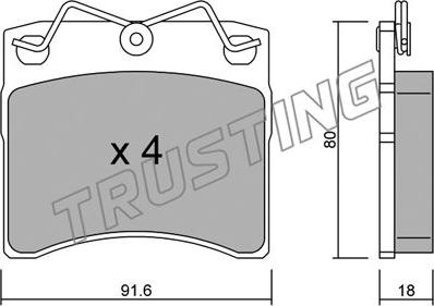 Trusting 166.0 - Brake Pad Set, disc brake autospares.lv