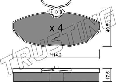 Trusting 1190.0 - Brake Pad Set, disc brake autospares.lv