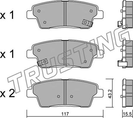 Trusting 1140.0 - Brake Pad Set, disc brake autospares.lv