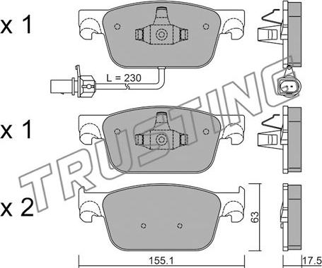 Trusting 1125.0 - Brake Pad Set, disc brake autospares.lv