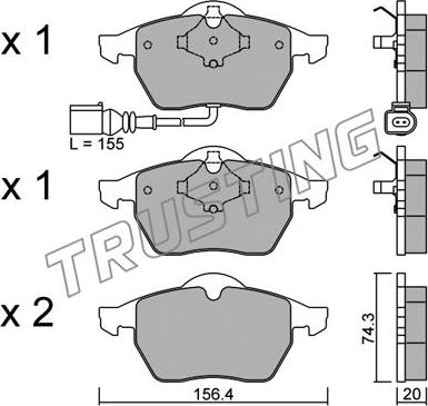 Trusting 188.4 - Brake Pad Set, disc brake autospares.lv