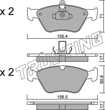 Trusting 130.0 - Brake Pad Set, disc brake autospares.lv