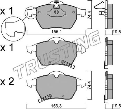 Trusting 120.1 - Brake Pad Set, disc brake autospares.lv